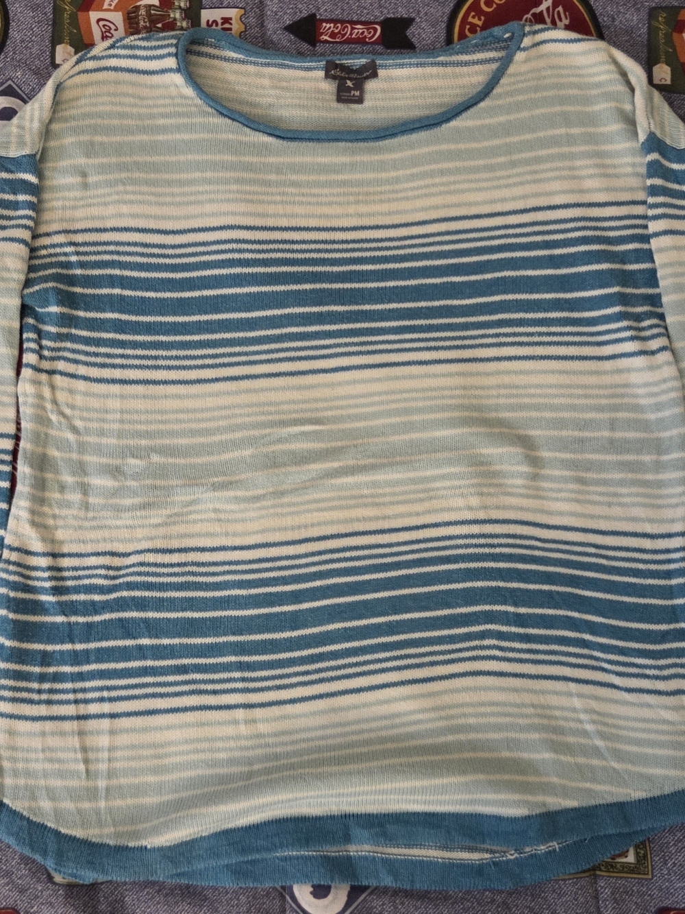 Eddie Bauer Blue & White Striped Long-Sleeve Tee